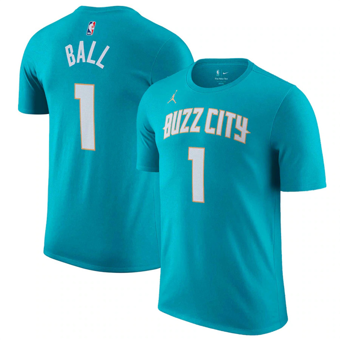 Men's Charlotte Hornets #1 LaMelo Ball Teal 2023/24 City Edition Name & Number T-Shirt